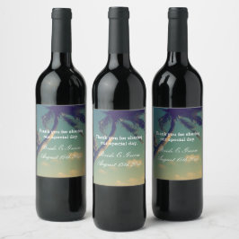 Etiqueta Para Botella De Vino Foto personalizada de boda en la playa relajada co