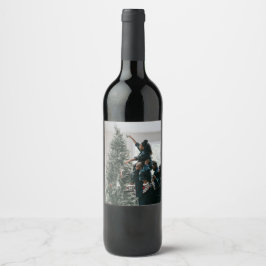 Etiqueta Para Botella De Vino Foto personalizada de la familia de Navidades Pers