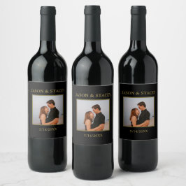 Etiqueta Para Botella De Vino Foto personalizado y texto simple elegante