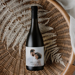 Etiqueta Para Botella De Vino Foto Sr. y Sra. boda