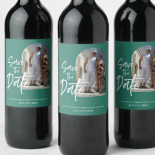 Etiqueta Para Botella De Vino Foto verde del bosque Guardar la invitación de fec