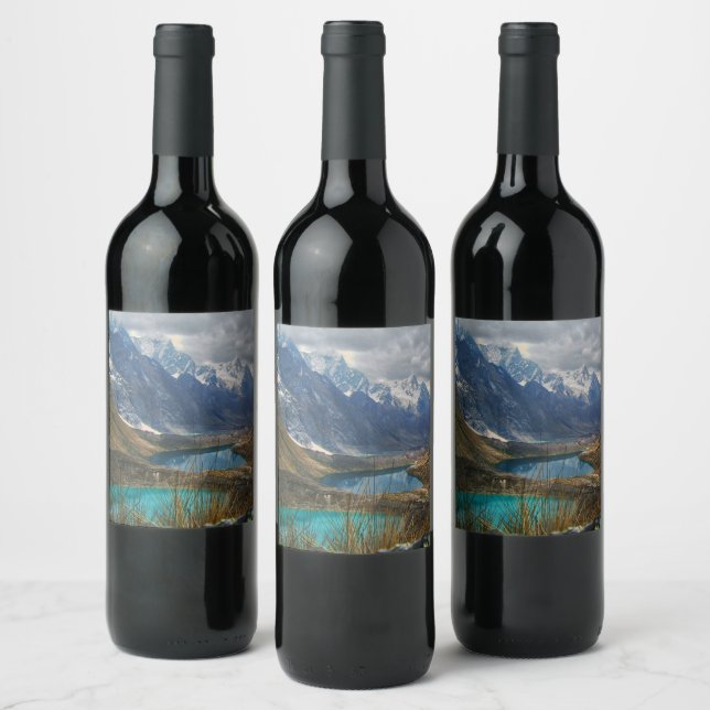 Etiqueta Para Botella De Vino Fotografía de Montañas Alpinas Escénicas (Botellas)