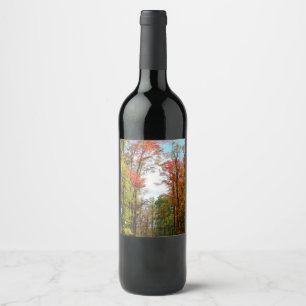 Etiqueta Para Botella De Vino Fotografía de naturaleza otoñal de árboles de otoñ