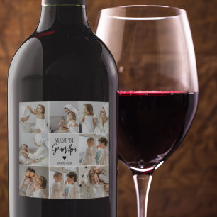 Etiqueta Para Botella De Vino Fotografía del Collage Te queremos regalo de abu