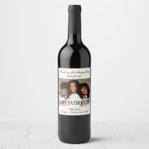 Etiqueta Para Botella De Vino Fotografía moderna en blanco feliz Día del Padre
