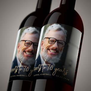 Etiqueta Para Botella De Vino Fotomontaje de la fiesta de cumpleaños número 70