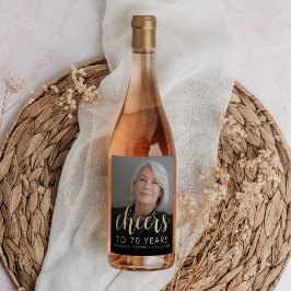 Etiqueta Para Botella De Vino Fotomontaje de la fiesta de cumpleaños número 70