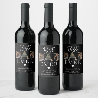 Etiqueta Para Botella De Vino Fotomontaje de Papá Negro Moderno Regalo del Día d