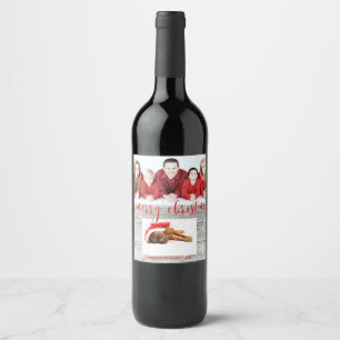 Etiqueta Para Botella De Vino Fotos de Navidad Rustic Wood Merry - Etiqueta de v