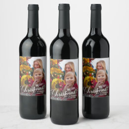 Etiqueta Para Botella De Vino Fotos de Personalizado simple de Feliz Navidad