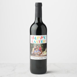 Etiqueta Para Botella De Vino Fotos felices de Pascua coloridas y modernas perso