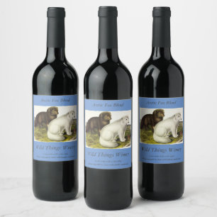 Etiqueta Para Botella De Vino Fox Ártica (Fox blanca, Fox polar, Fox de nieve)