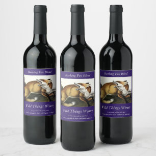 Etiqueta Para Botella De Vino Fox roja estadounidense, Vulpes vulpes fulvus de A