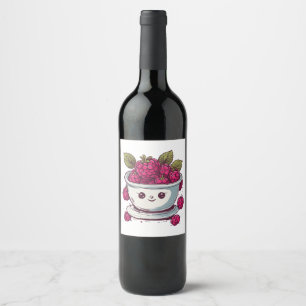 ETIQUETA PARA BOTELLA DE VINO FRAMBUESA ADORABLE