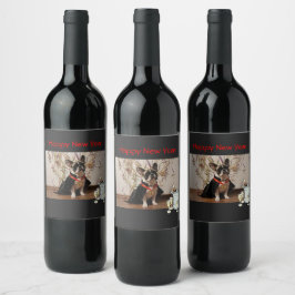 Etiqueta Para Botella De Vino französische Bulldoggen Happy New Year Etiketten 