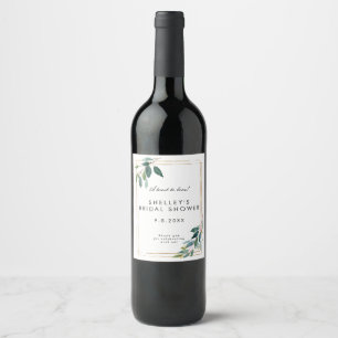 Etiqueta Para Botella De Vino frasco de ducha de novia dorada y verde