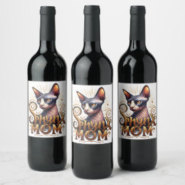 Etiqueta Para Botella De Vino Frasco del Día de la Madre de un Gato Sfinx