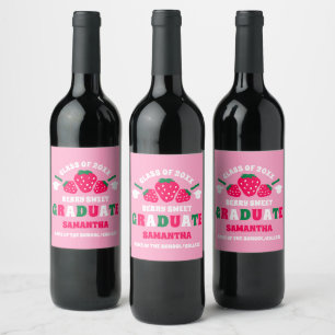 Etiqueta Para Botella De Vino Fresa Dulce Graduación Dulce