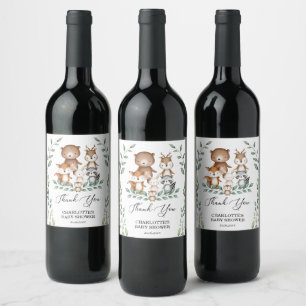 Etiqueta Para Botella De Vino Fresca y dulce vegetación animal Baby Shower favor
