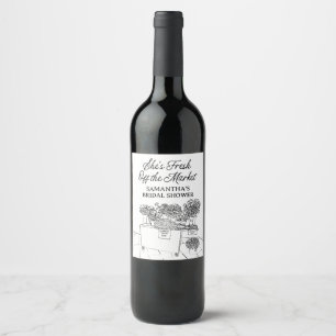 Etiqueta Para Botella De Vino Fresco de la Feria Nupcial, Mercado de Agricultore