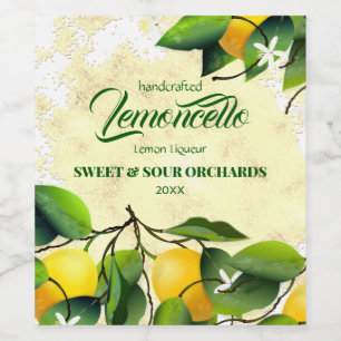 Etiqueta Para Botella De Vino Fruta cítrica limón limoncello