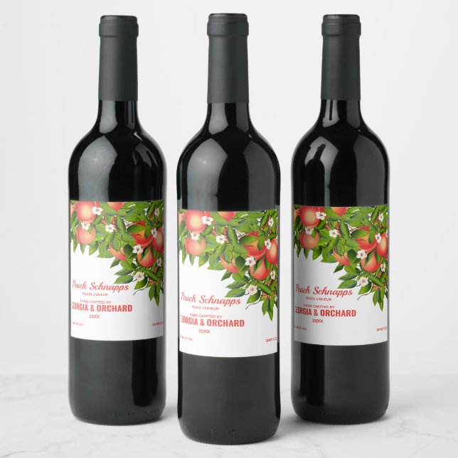Etiqueta Para Botella De Vino Fruta floral de melocotón (Botellas)
