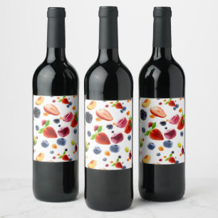Etiqueta Para Botella De Vino Frutas Mezcladas