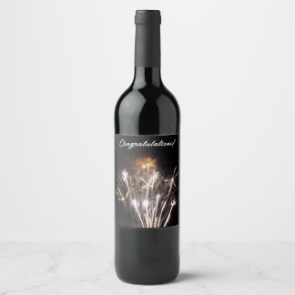 Etiqueta Para Botella De Vino Fuegos artificiales blancos y dorados II Celebraci