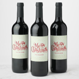 Etiqueta Para Botella De Vino Fuente festiva de tipografía navideña Red Merry