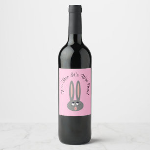 Etiqueta Para Botella De Vino Funny Easter Bunny Personalizado Pink Wine Labs