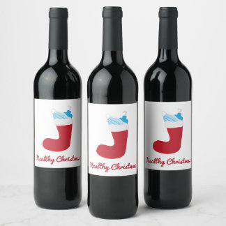 Etiqueta Para Botella De Vino Funny Navidades 2020 Red stocking