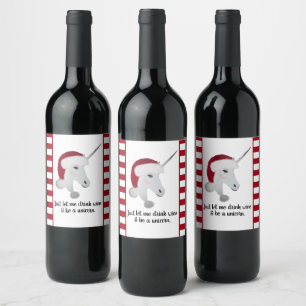 Etiqueta Para Botella De Vino Funny Navidades Unicorn Red White Strike