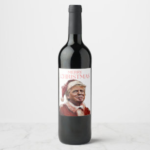 Etiqueta Para Botella De Vino Funny tarjeta de Navidades de Trump Santa Claus