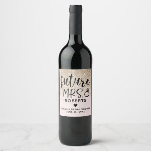 Etiqueta Para Botella De Vino Futura Sra. Brindis de Boda Rosa y Dorado