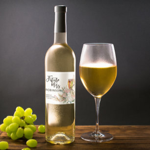 Etiqueta Para Botella De Vino Futura Sra. Name Bridal Shower Sparkling Wine Favo