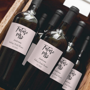 Etiqueta Para Botella De Vino Futuro Desayuno Nupcial Sra. Rubor Rosa 