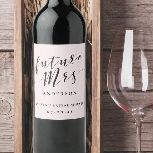 Etiqueta Para Botella De Vino Futuro Sra. Rosa Despedida de Soltera Caligrafía M