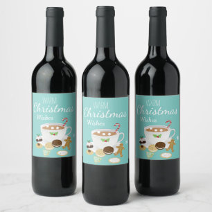 Etiqueta Para Botella De Vino Galletas de navidad y chocolate caliente