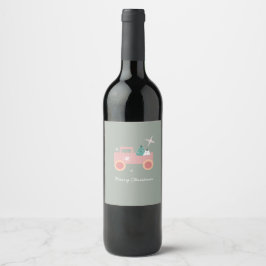 Etiqueta Para Botella De Vino Galletas Navideñas Retro Camión Groovy