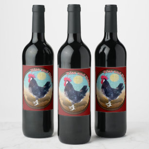 Etiqueta Para Botella De Vino Gallo de Menorca Rise and Shine Vintage Oval