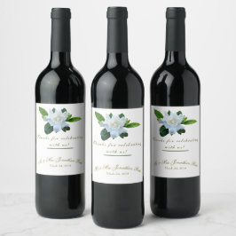 Etiqueta Para Botella De Vino Gardenia Greenery Full Bloom Boda