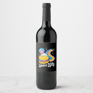 Etiqueta Para Botella De Vino Gato astronauta espacial