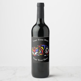 Etiqueta Para Botella De Vino Gato de Julie de Graag grabado en madera (multicol