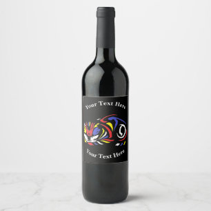 Etiqueta Para Botella De Vino Gato de Julie de Graag grabado en madera (multicol