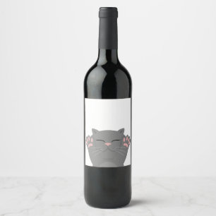 Etiqueta Para Botella De Vino Gato durmiendo