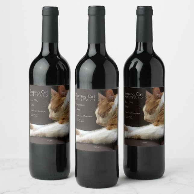 Etiqueta Para Botella De Vino Gato durmiendo en el sofá (Botellas)