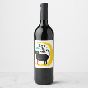 Etiqueta Para Botella De Vino Gato en la luna