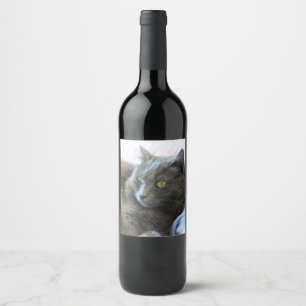 Etiqueta Para Botella De Vino Gato nebelung