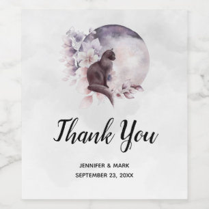 Etiqueta Para Botella De Vino Gato negro de un mágico Boda de luna llena