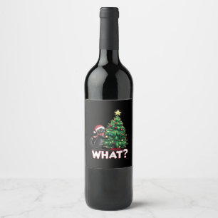 Etiqueta Para Botella De Vino Gato Negro Divertido Qué Árbol de Navidad de Navid